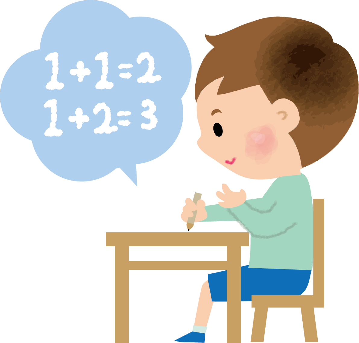 保育園で算数の計算をする子供の無料イラスト71187に写真・文字を入れる