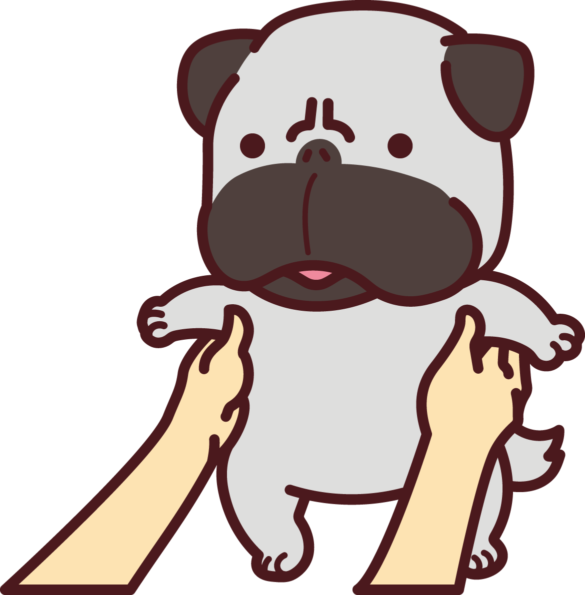 パグを抱っこし持ち上げる かわいい犬の無料イラスト71397に写真・文字を入れる