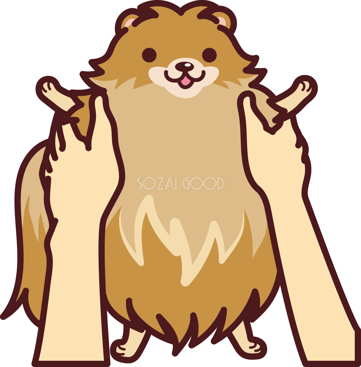 ポメラニアンを抱っこし持ち上げる かわいい犬の無料イラスト71417