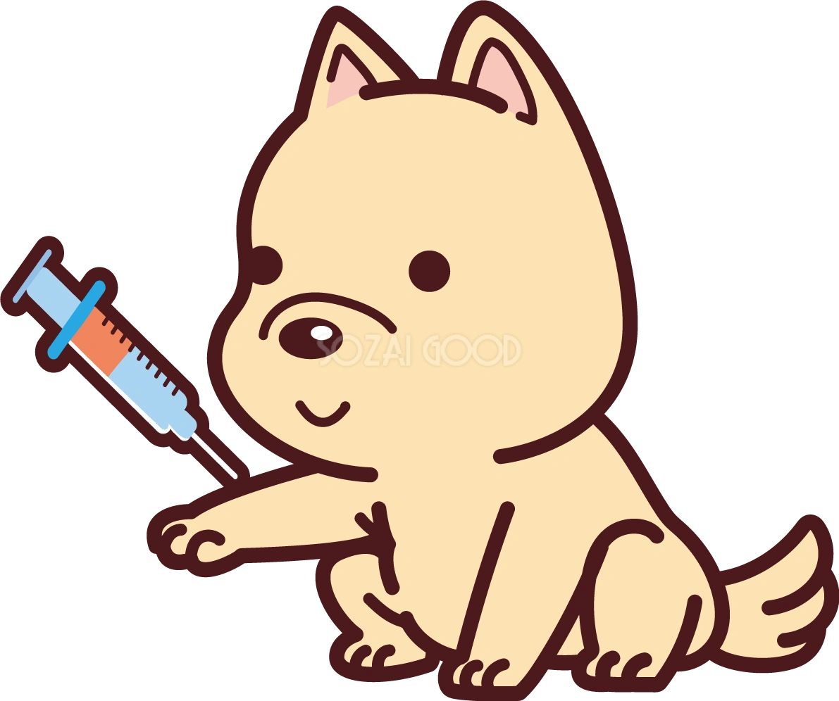 犬が病院へ行き採血をしてもらう無料イラスト71442
