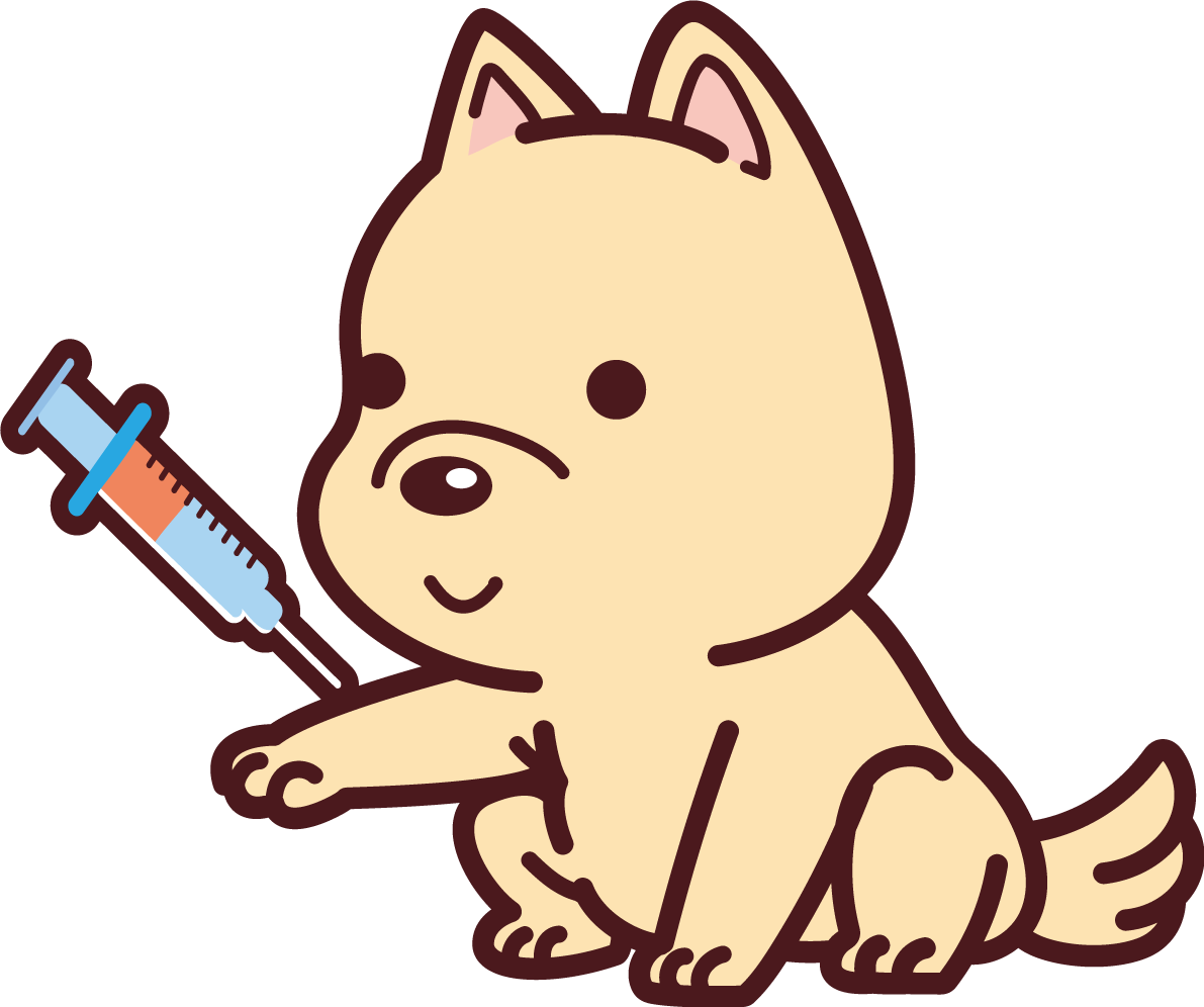 犬が病院へ行き採血をしてもらう無料イラスト71442に写真・文字を入れる