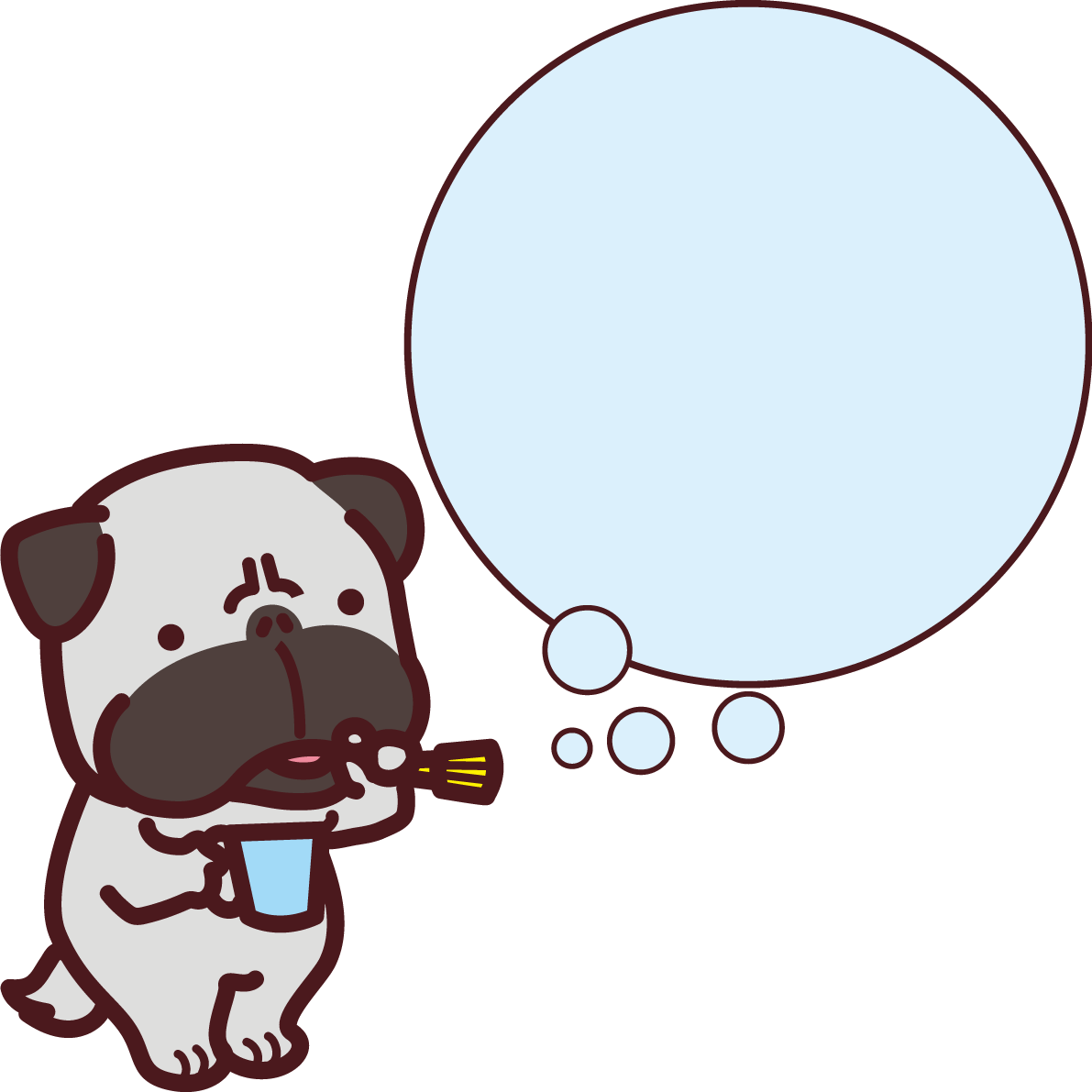 吹き出しパグ かわいい犬の無料イラスト71534に写真・文字を入れる