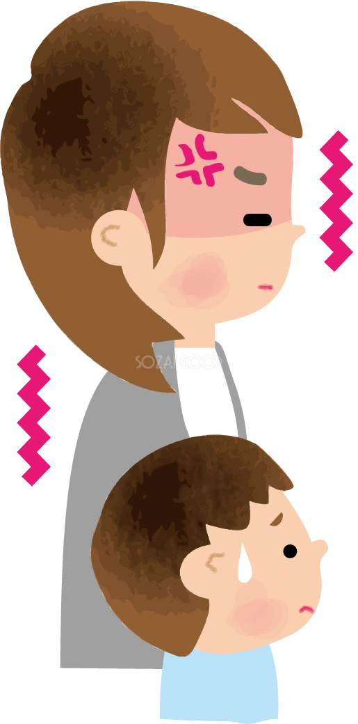 イライラする男の子のお母さんの無料イラスト71633