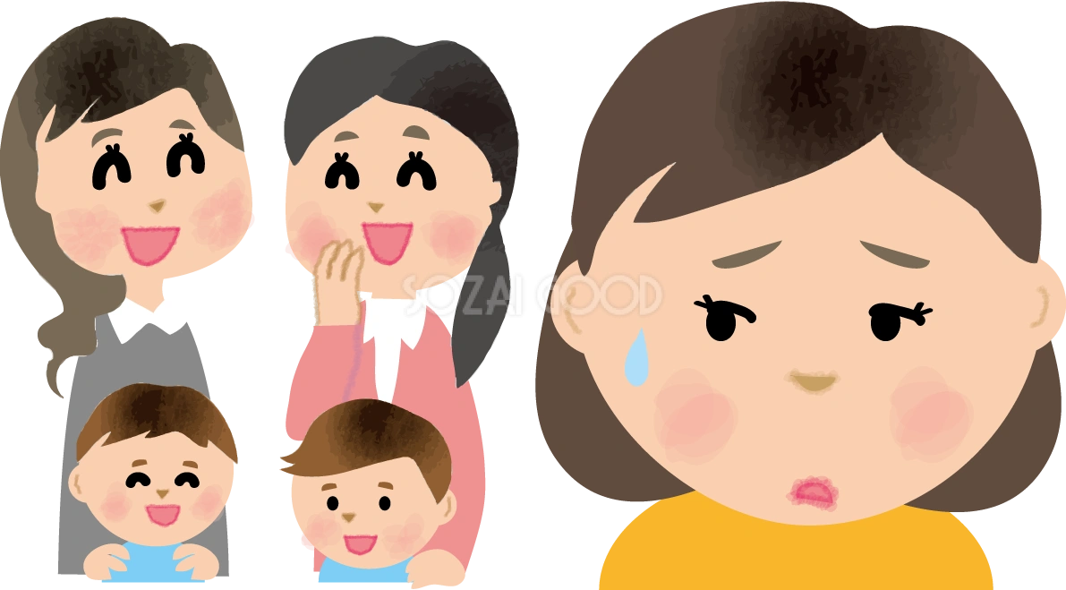 ママ友との付き合いに悩む無料イラスト71637