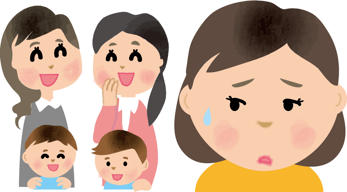 ママ友との付き合いに悩む無料イラスト71637に写真・文字を入れる