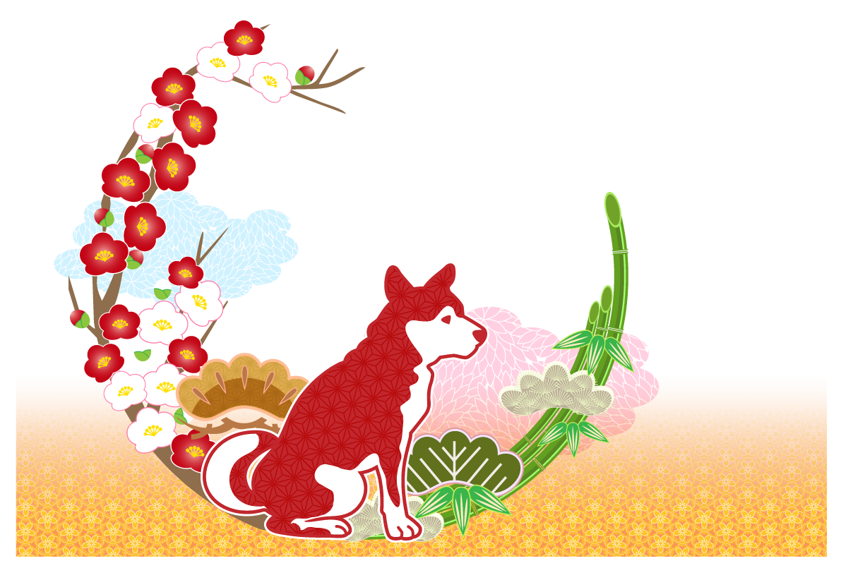 犬の和柄模様にデザインされた背景無料イラスト71742に写真・文字を入れる