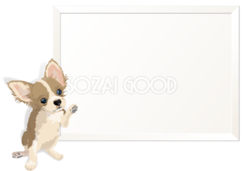 余白のフレームを指差すリアルなチワワ 犬 の無料イラスト 素材good