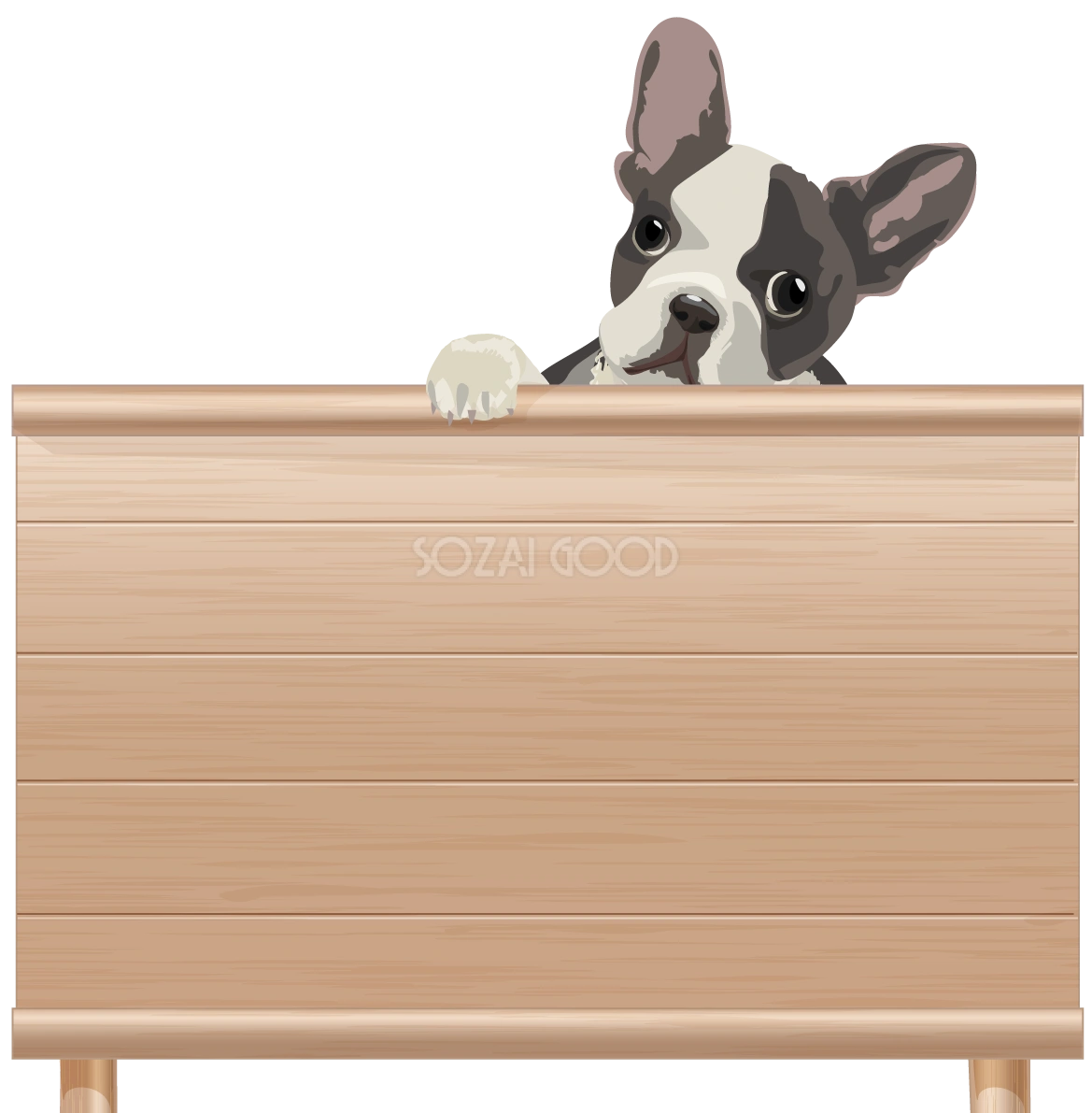 看板を持つリアルなフレンチブルドック(犬)無料イラスト71815