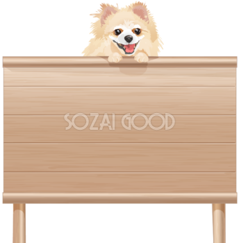 看板を持つリアルなポメラニアン(犬)無料イラスト71832