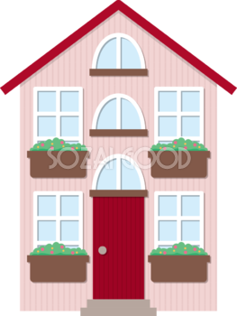 ピンクの可愛い家 無料イラスト71918