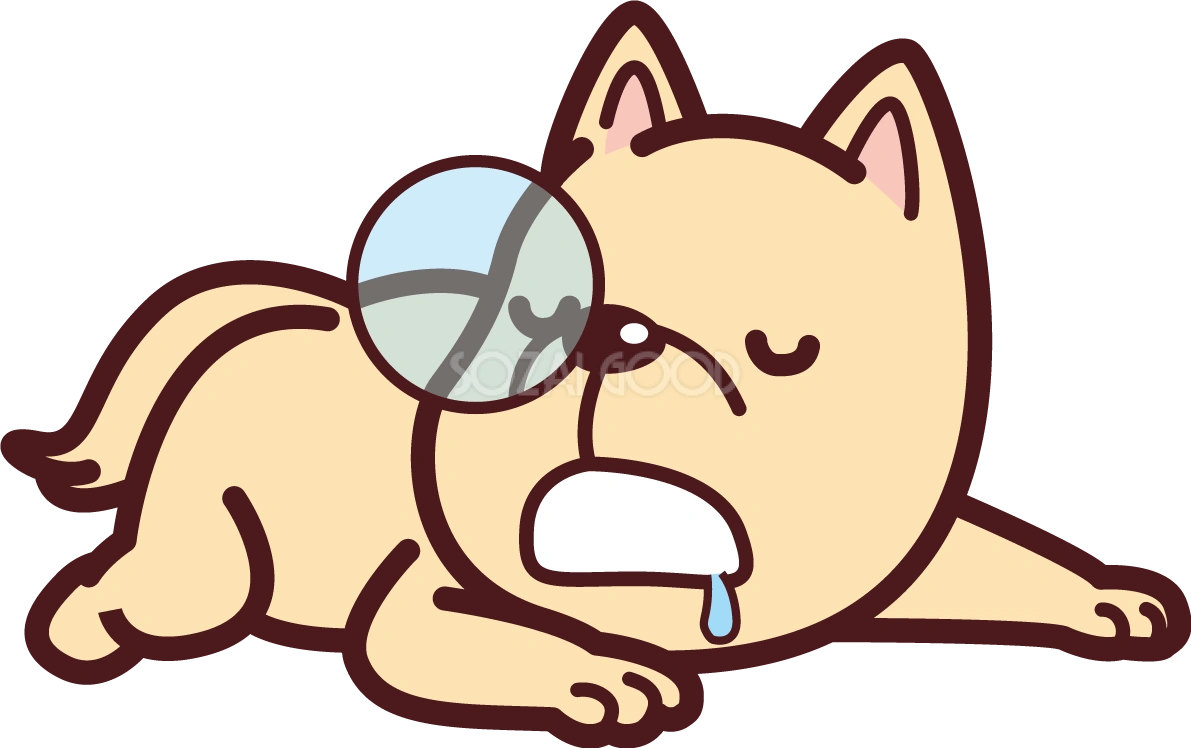 ぐーたらに鼻風船している かわいい犬の無料イラスト72494