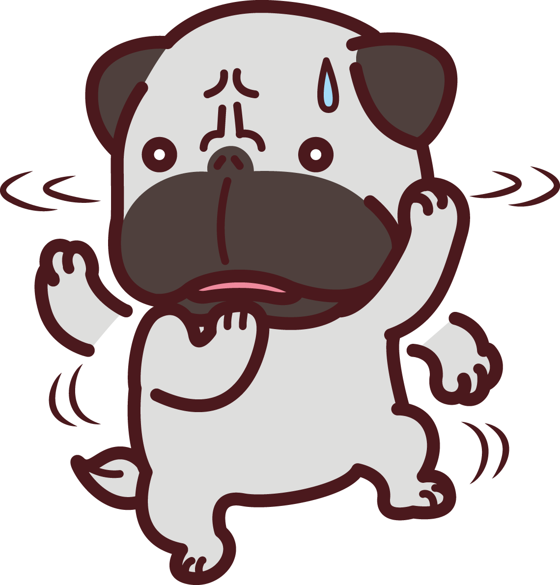ぱぐがアタフタしばぐっている かわいい犬の無料イラスト72510に写真・文字を入れる