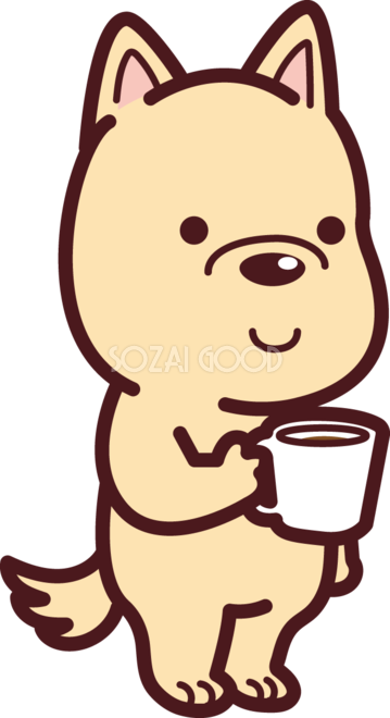 犬がコーヒーカップを持っている かわいい無料イラスト72542 素材good