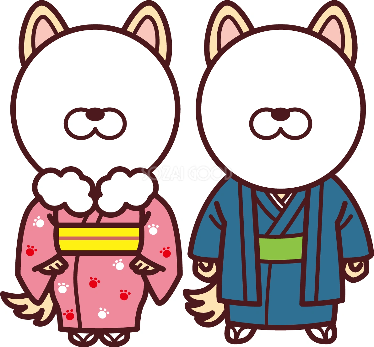 体は犬で顔写真を入れられる(恋人編)2018干支(戌年)無料イラスト72687