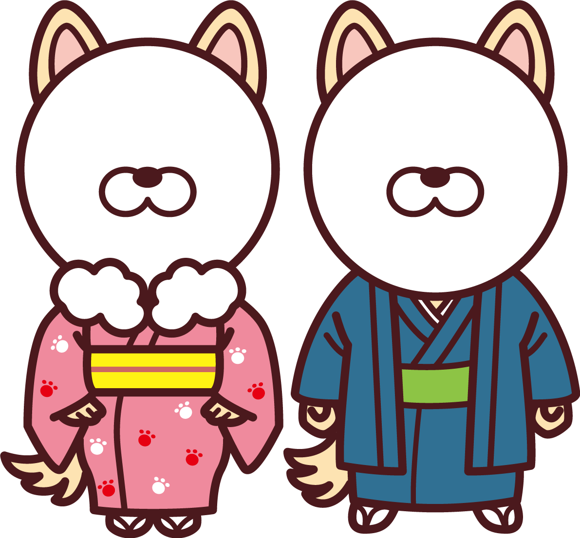 体は犬で顔写真を入れられる(恋人編)2018干支(戌年)無料イラスト72687に写真・文字を入れる