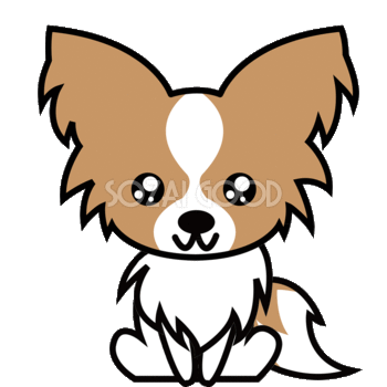 パピヨン-犬gifアニメーション 無料イラスト