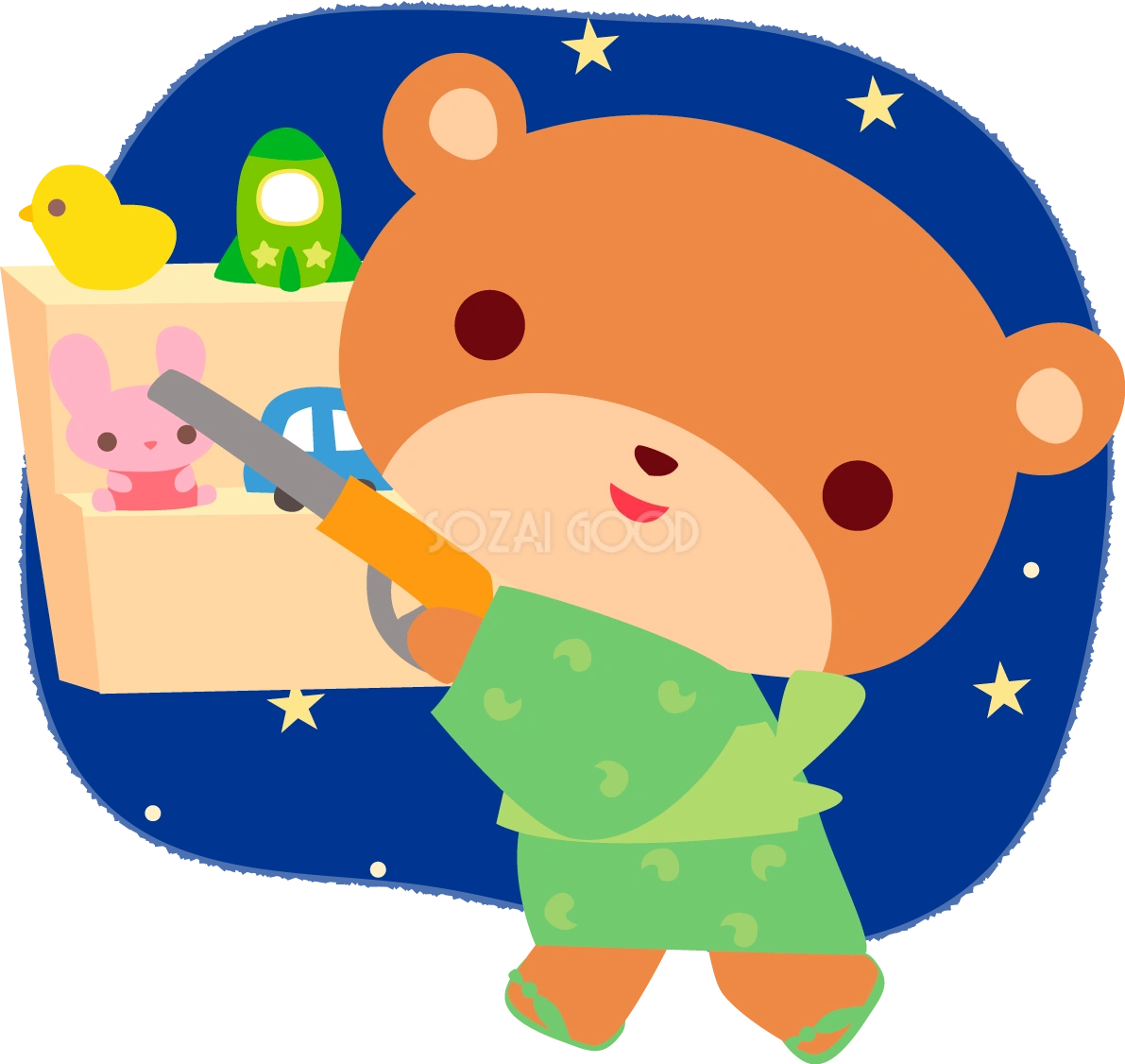 クマ(夏祭りで射的)かわいい動物無料イラスト72843