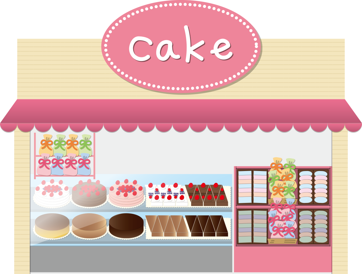 ケーキ屋の建物の無料イラスト73082に写真・文字を入れる