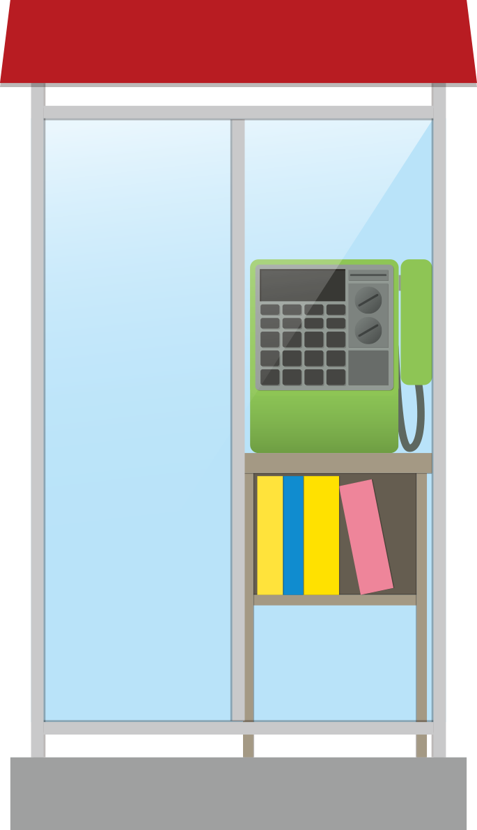 公衆電話ボックスの建物の無料イラスト73159に写真・文字を入れる