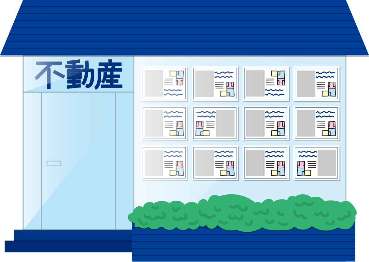 不動産屋の建物の無料イラスト73215に写真・文字を入れる
