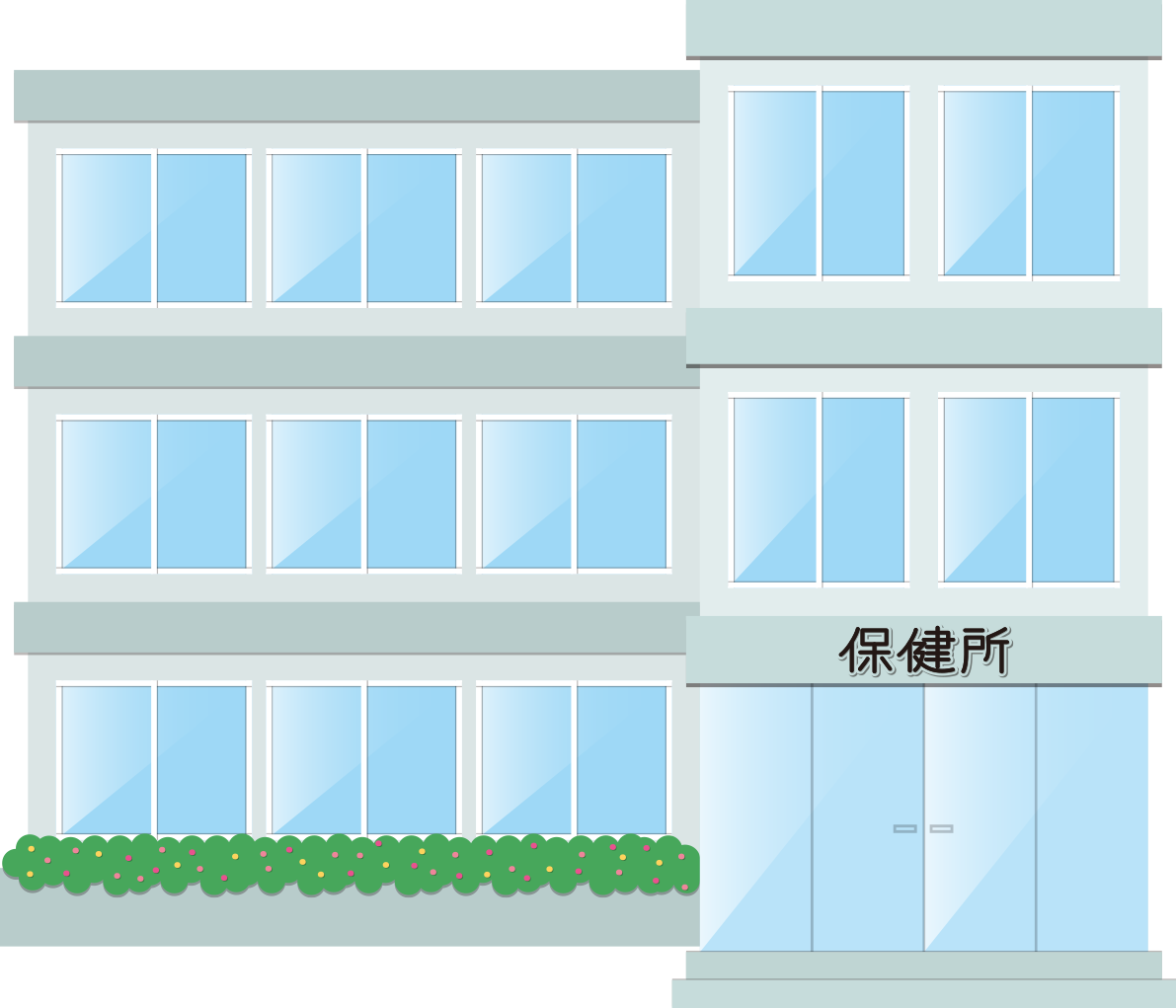 保健所の建物の無料イラスト73223に写真・文字を入れる
