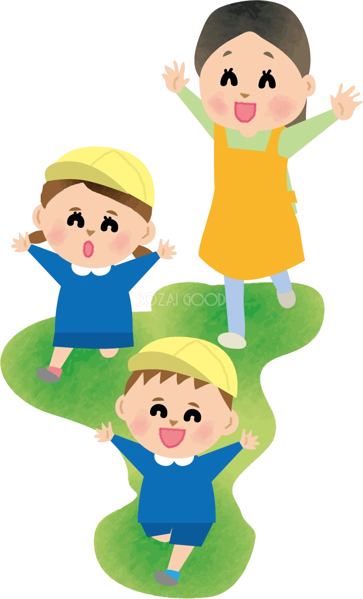 子供に楽しそうに遊んでいる保育士の保育園無料イラスト73363