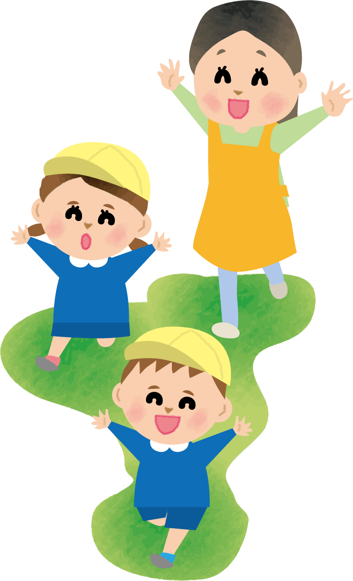 子供に楽しそうに遊んでいる保育士の保育園無料イラスト73363に写真・文字を入れる