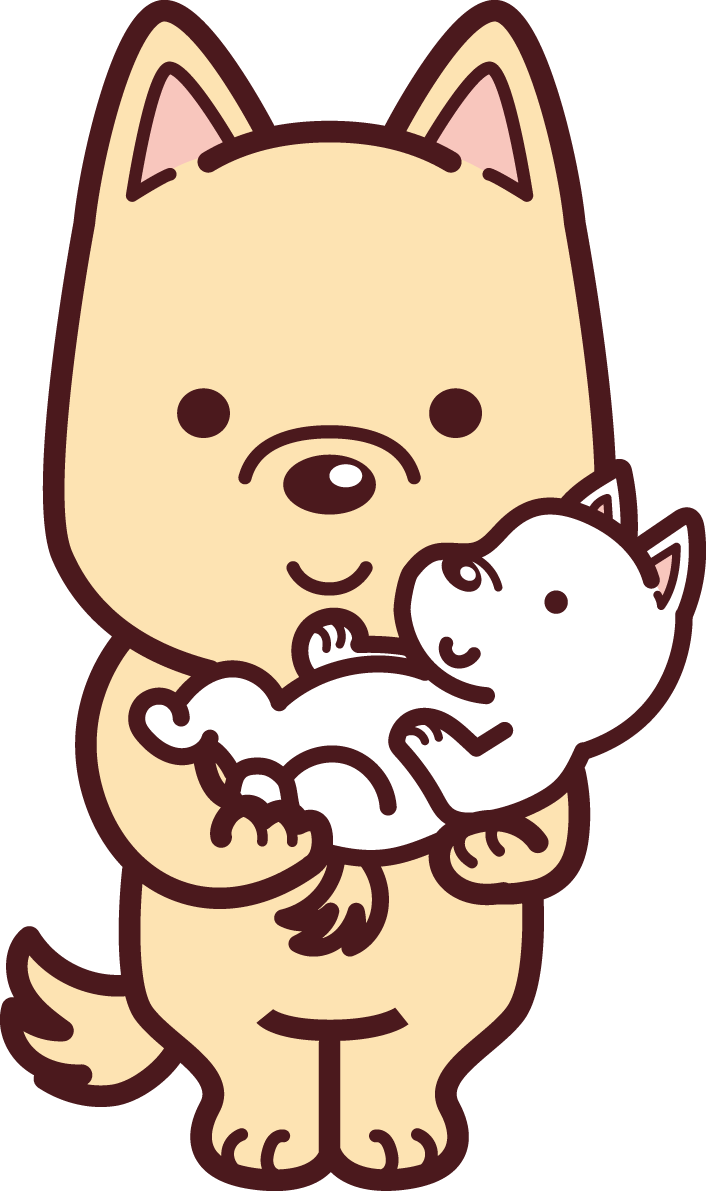 かわいい犬の親&amp;子犬の無料イラスト73456に写真・文字を入れる