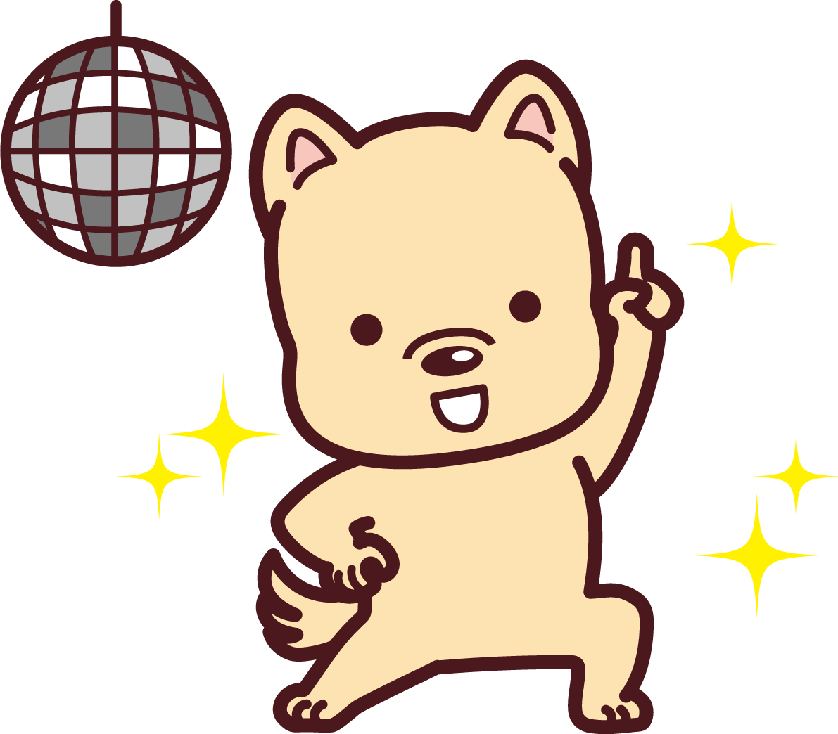 ダンスをするかわいい2018干支(戌)の無料イラスト73549に写真・文字を入れる