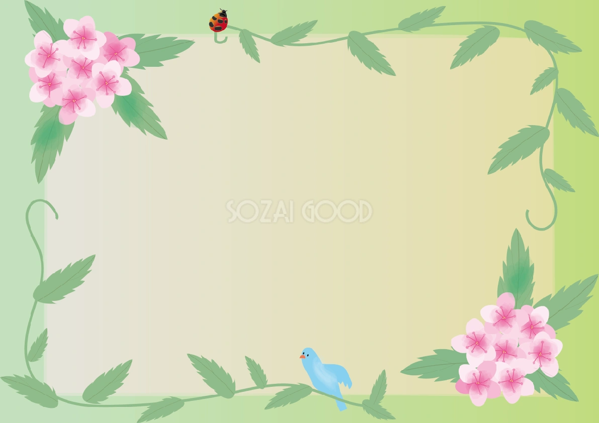 下野(しもつけ)夏6月-8月の花フレーム無料イラスト73671