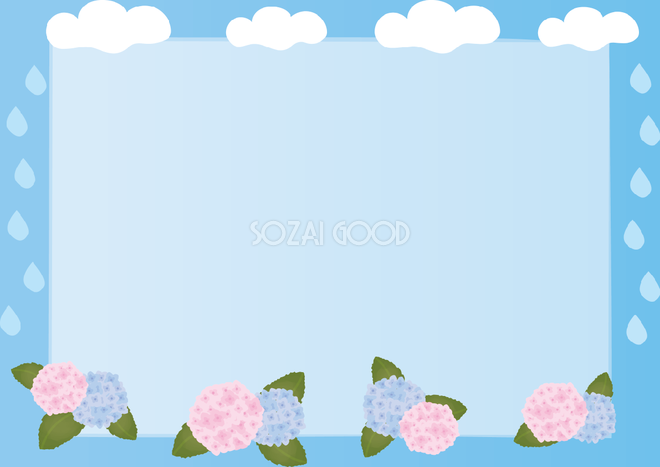 紫陽花 あじさい 夏6月 7月の花フレーム無料イラスト 素材good