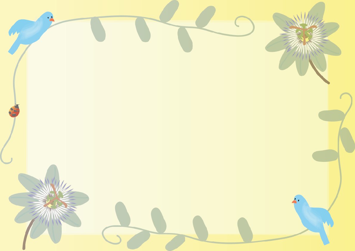 時計草(とけいそう)夏6月-8月の花フレーム無料イラスト73704に写真・文字を入れる