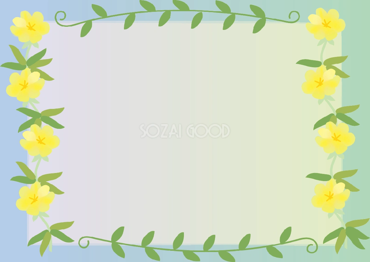 待宵草(まつよいぐさ)夏7月-10月の花フレーム無料イラスト73740