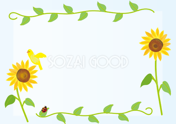 向日葵(ひまわり)夏7月-9月の花フレーム枠無料イラスト73918