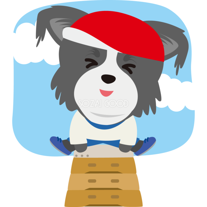 ボーダー コリー 犬 のかわいい運動会 障害物競争跳び箱 動物無料イラスト 素材good