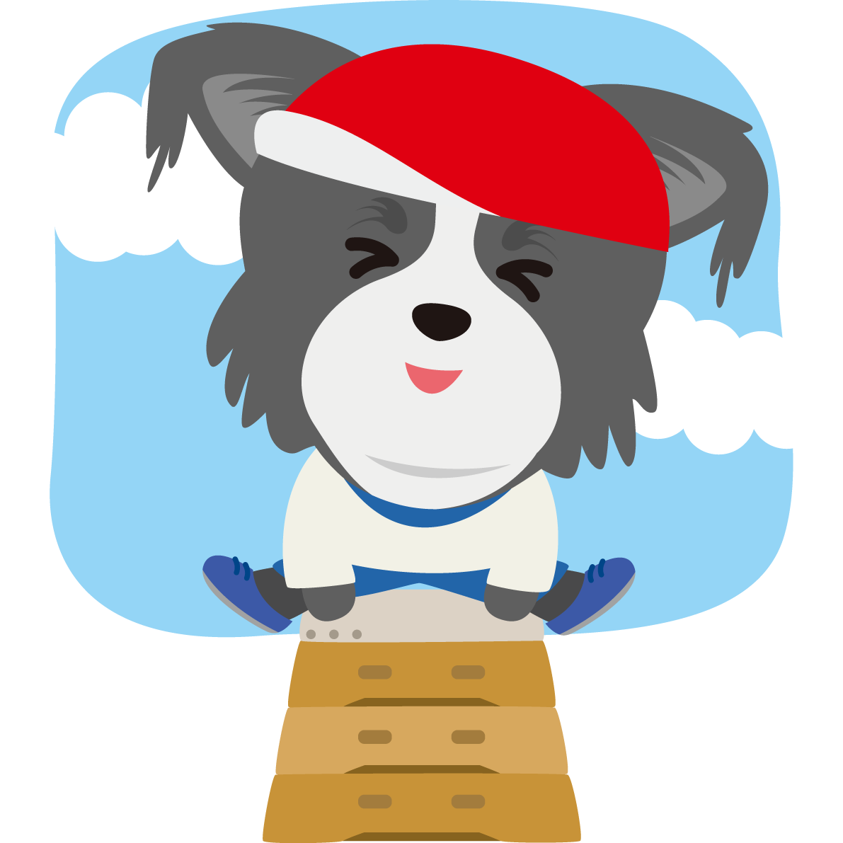 ボーダー・コリー(犬)のかわいい運動会(障害物競争跳び箱)動物無料イラスト73971に写真・文字を入れる