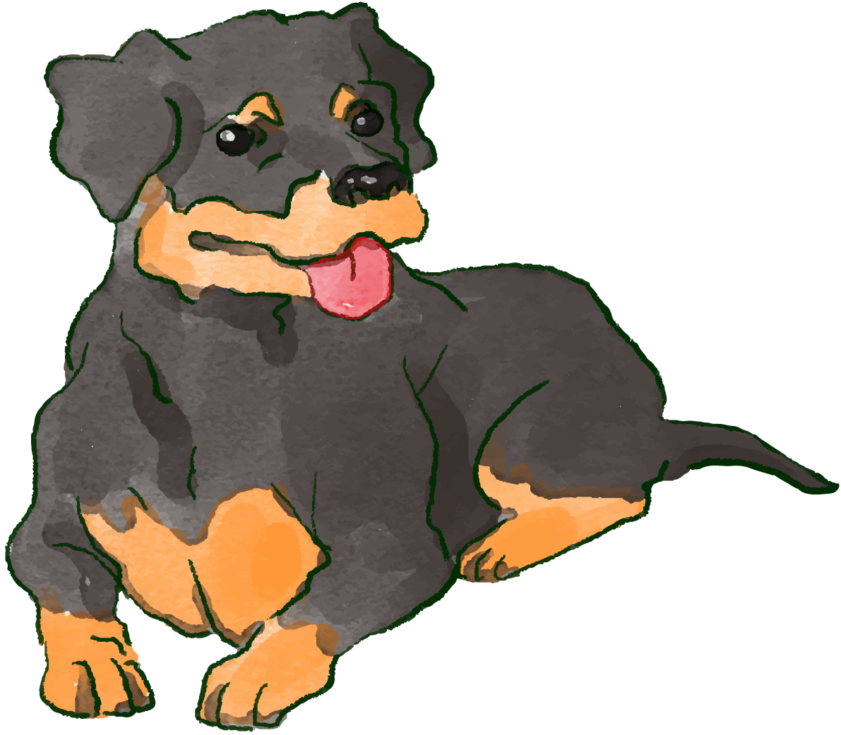 ロットワイラー(座り姿)犬のリアルかっこいい無料イラスト74652に写真・文字を入れる