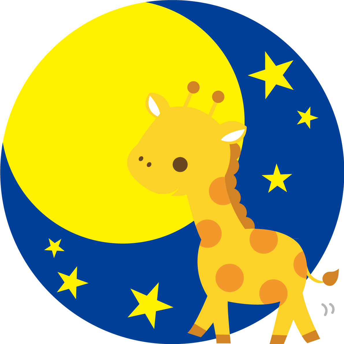 キリンの十五夜(月夜を歩く)動物無料イラスト74850に写真・文字を入れる