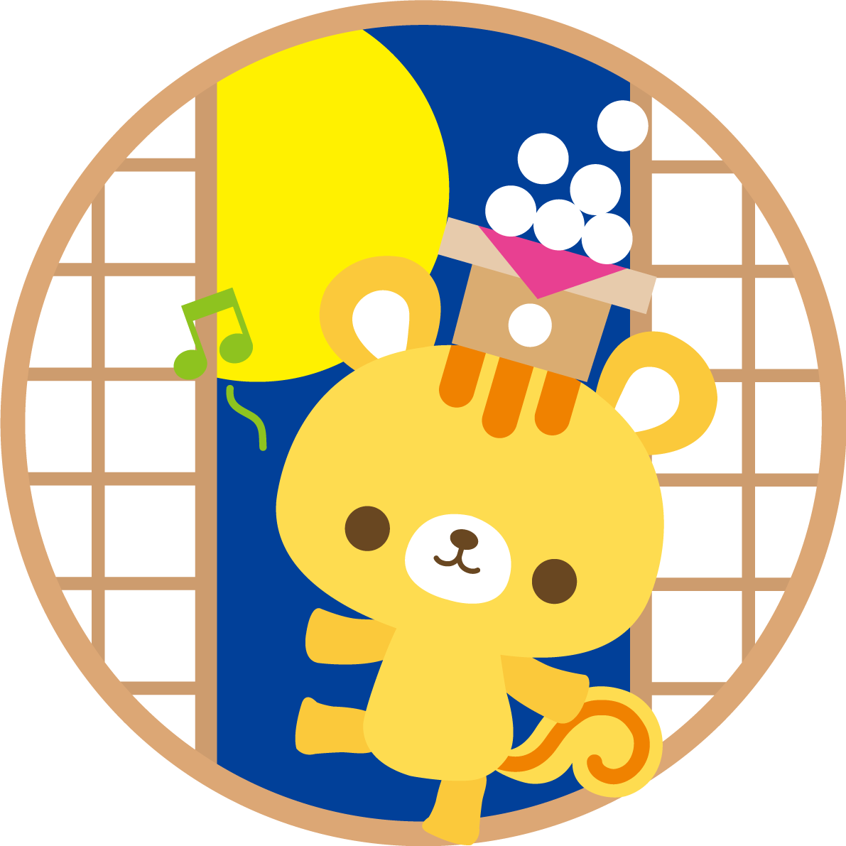 リスの十五夜(団子をのせて踊る)動物無料イラスト74882に写真・文字を入れる