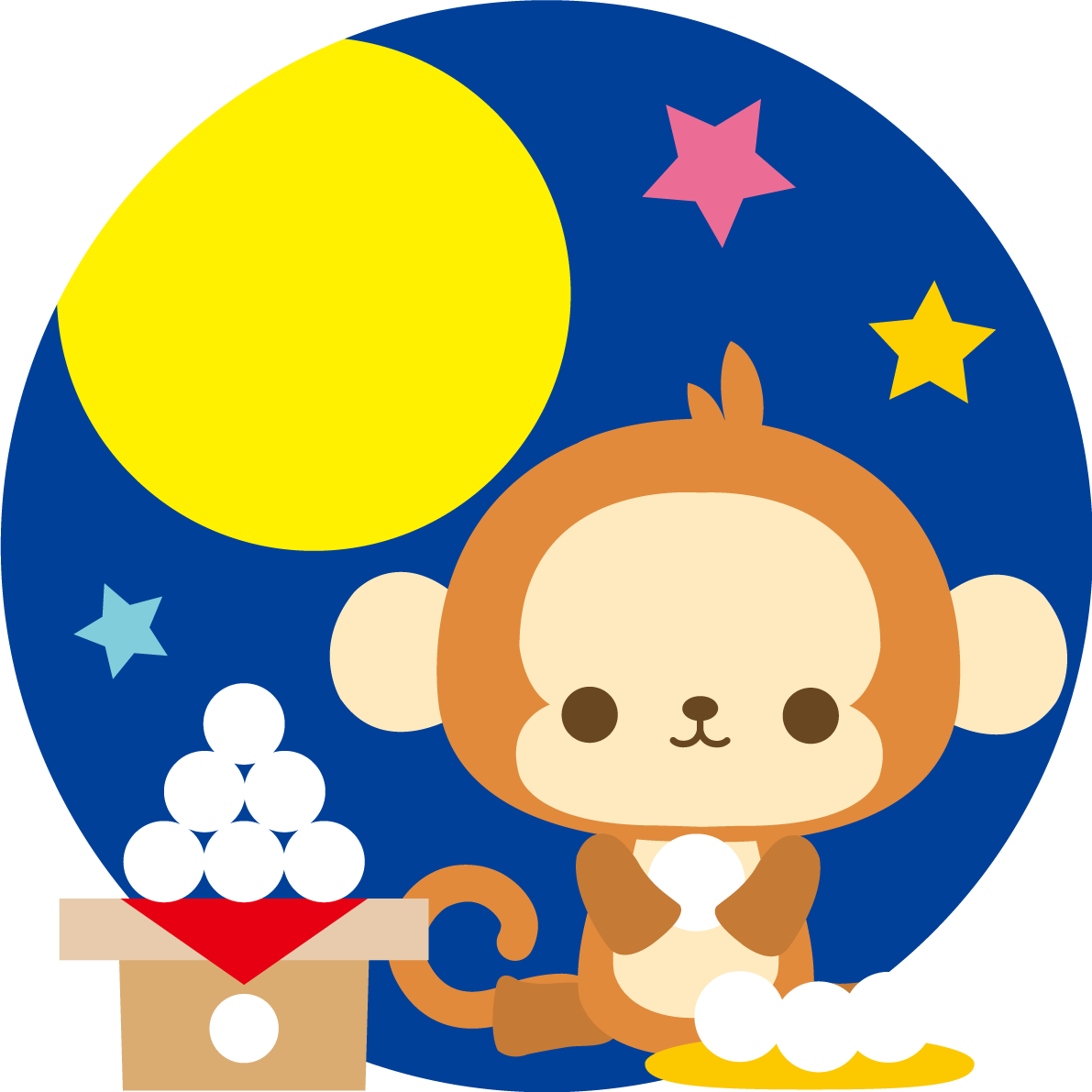 猿の十五夜(団子を作る)動物無料イラスト74886に写真・文字を入れる