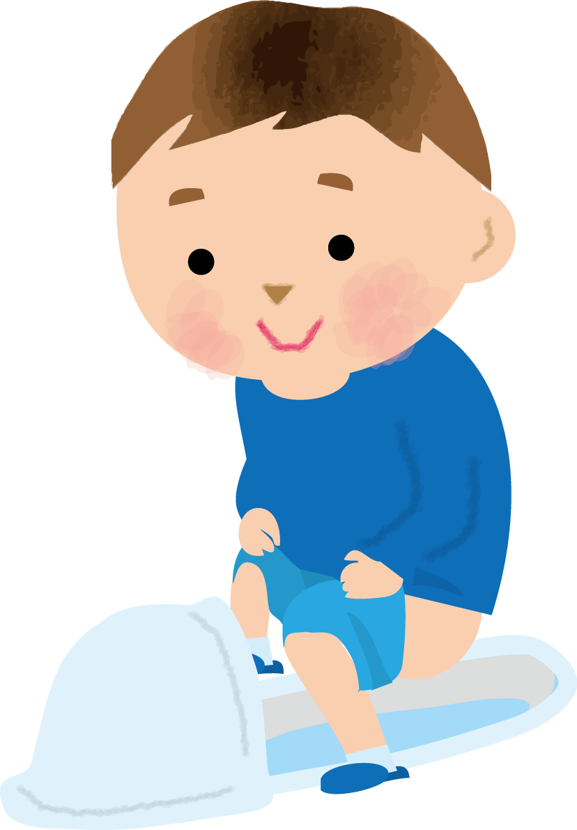園児が和式トイレに正しくまたがっている保育園無料イラスト75236に写真・文字を入れる