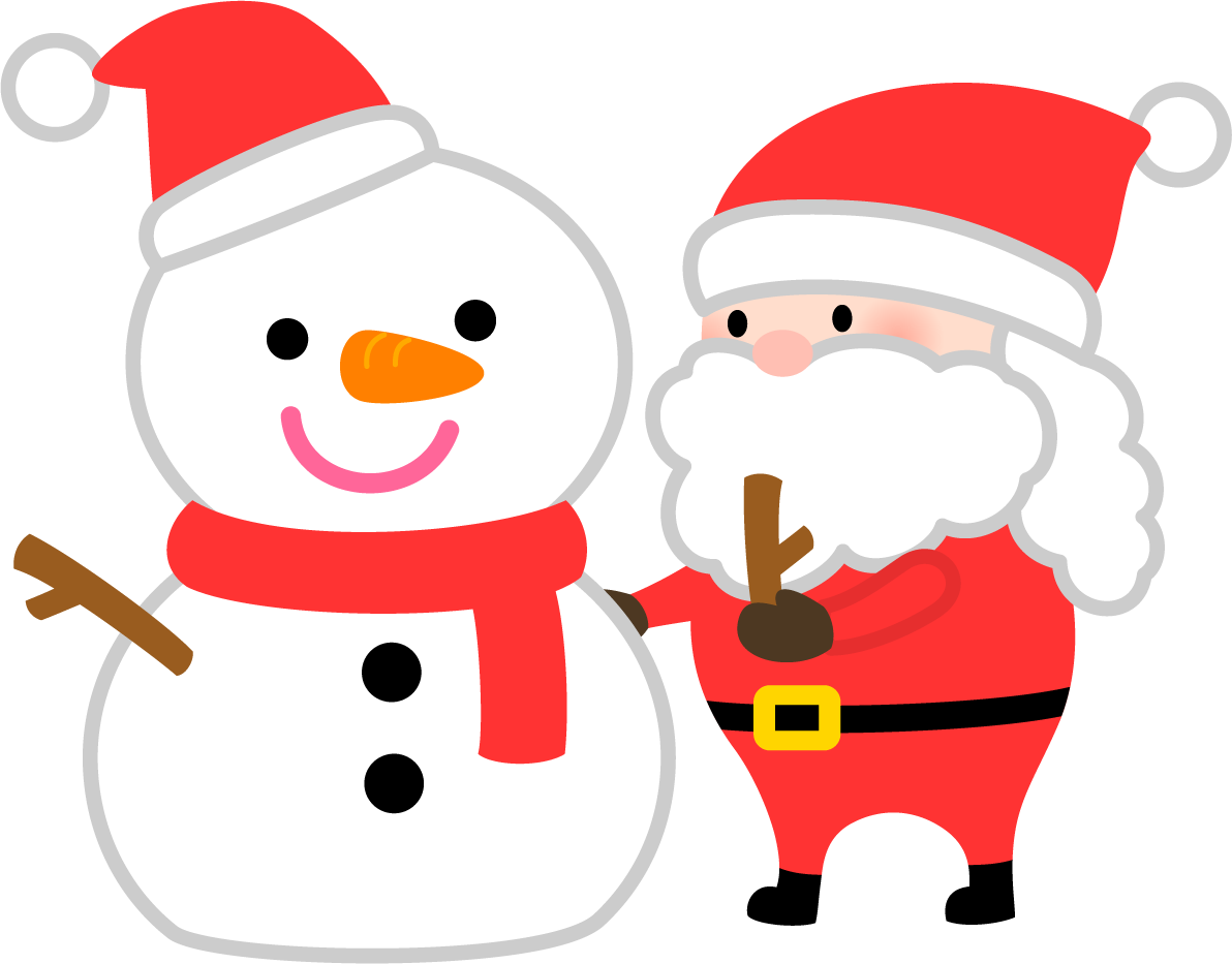 かわいいサンタクロース(雪だるまを作る)無料イラスト75958に写真・文字を入れる