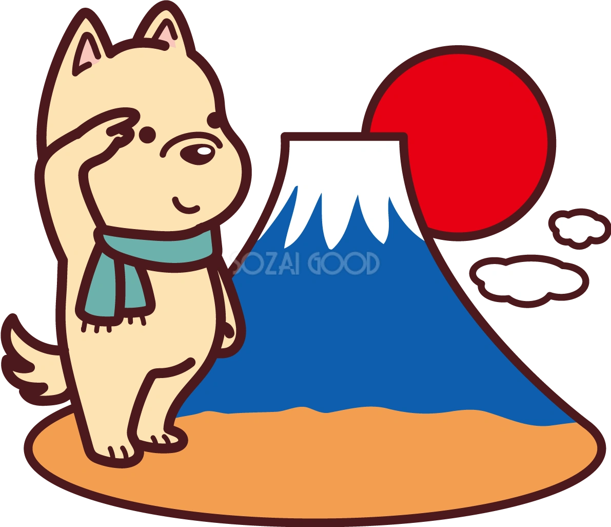 初日の出の戌の無料イラスト2018干支76047
