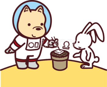 餅を焼く戌の宇宙飛行士2018干支のかわいい無料イラスト76063