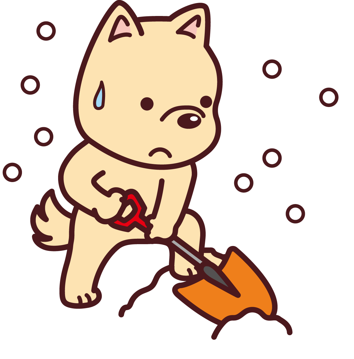 戌の無料イラスト かわいいスコップで雪かき2018干支76111に写真・文字を入れる