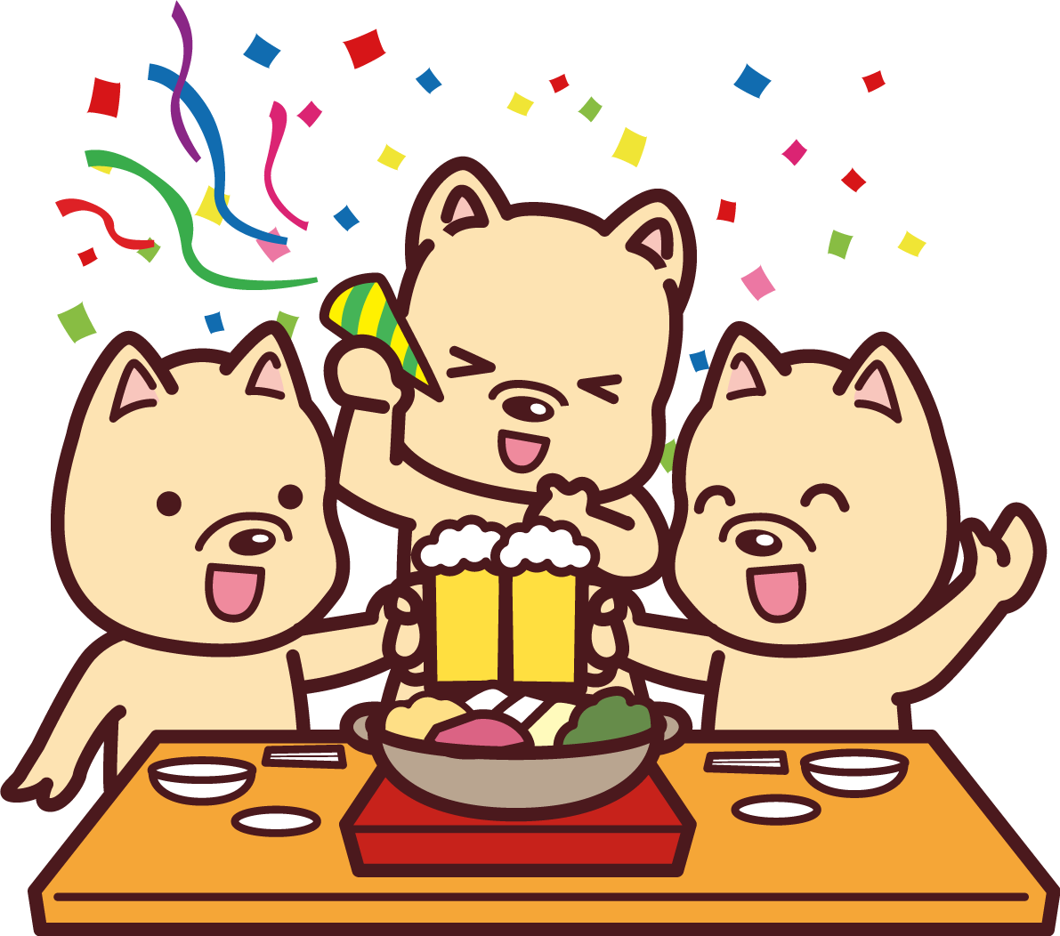 戌の無料イラスト かわいい忘年会&amp;新年会2018干支76163に写真・文字を入れる