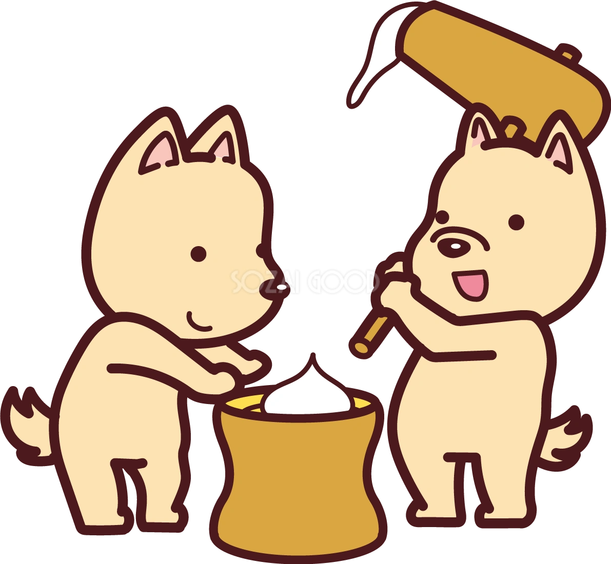 戌の無料イラスト かわいい餅つき2018干支76167