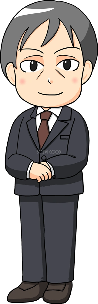 部長男性 ぽっちゃり体型 ビジネスマン 無料イラスト7737