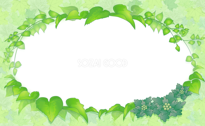 緑と葉で囲む フレーム素材 飾り枠無料背景イラスト 素材good
