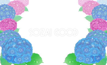 紫陽花で囲む フレーム素材 飾り枠無料背景イラスト